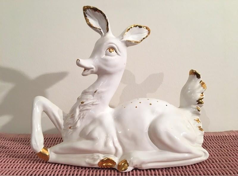 Keramiek " Bambi " hertje * Retro * Vintage 50s * reekalf, Verzamelen, Ophalen of Verzenden, Zo goed als nieuw, Dier