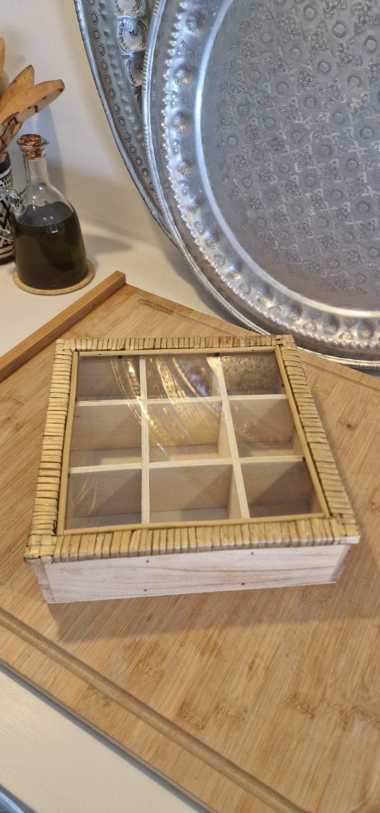 theedoos bamboe, boho bohemian, Ophalen of Verzenden, Zo goed als nieuw