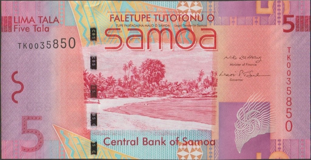 Samoa 5 tala ND(2008-2017) UNC p.38a (# 591), Postzegels en Munten, Bankbiljetten | Oceanië, Verzenden, Los biljet