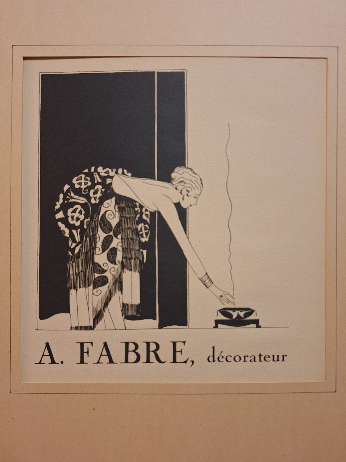 Art Deco Litho A. Fabre, décorateur, Antiek en Kunst, Kunst | Litho's en Zeefdrukken, Ophalen of Verzenden, Portret en Figuren
