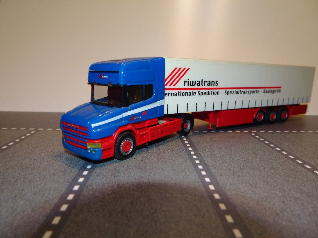 179 herpa scania torpedo riwatrans oplegger verkleurd 1:87, Ophalen of Verzenden, Zo goed als nieuw, Bus of Vrachtwagen, Herpa