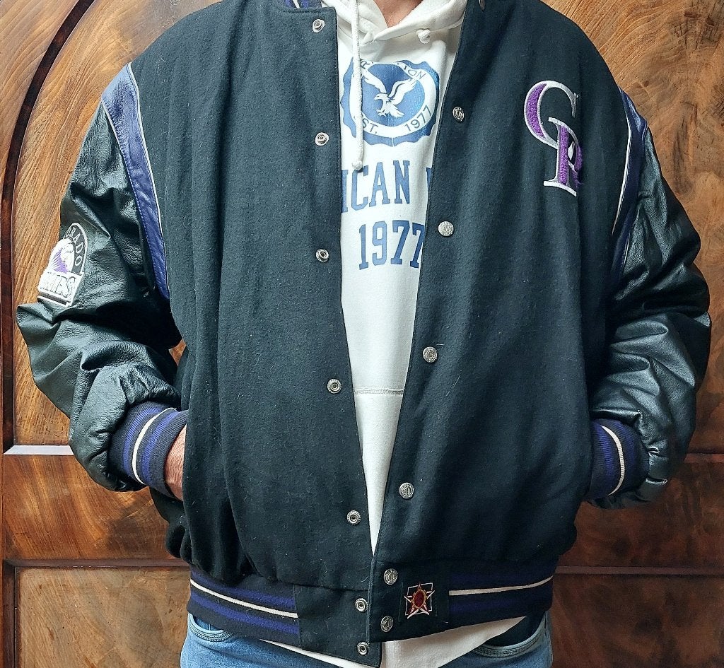 College Baseball Jack zwartpaars Colerado Rockies VintageXXl, Ophalen of Verzenden, Gedragen, Overige maten, Overige kleuren