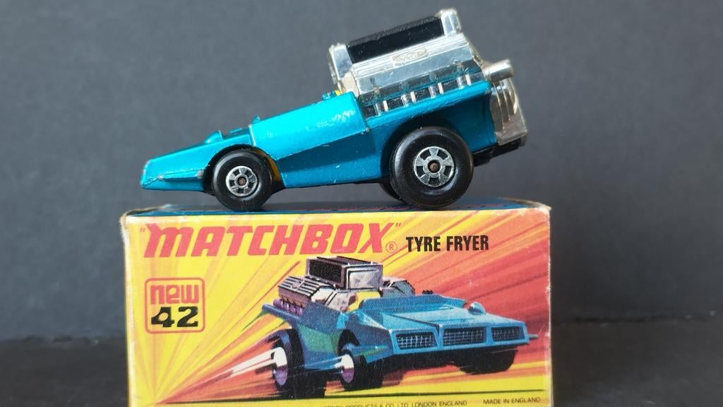 Matchbox Superfast 42 tyre Fryer original box Pol, Hobby en Vrije tijd, Modelauto's | 1:43, Zo goed als nieuw, Auto, Matchbox