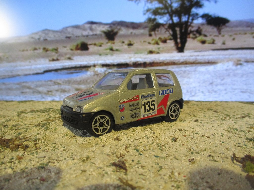 1:43 Fiat Cinquecento Rally - Bburago grijsmetallic, Hobby en Vrije tijd, Modelauto's | 1:43, Ophalen of Verzenden, Gebruikt, Auto