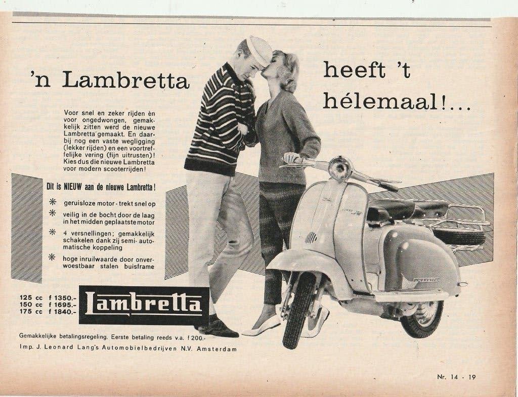 Retro reclame 1960 Lambretta brommer scooter helemáál, Verzenden, Overige typen