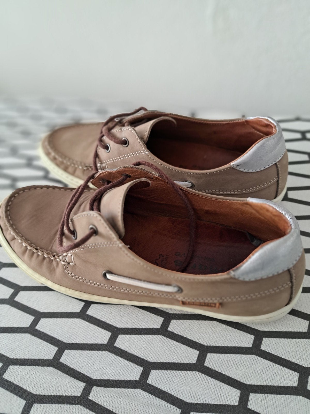 Beige Leren bootschoenen,maat 39, Ophalen, Gedragen, Beige