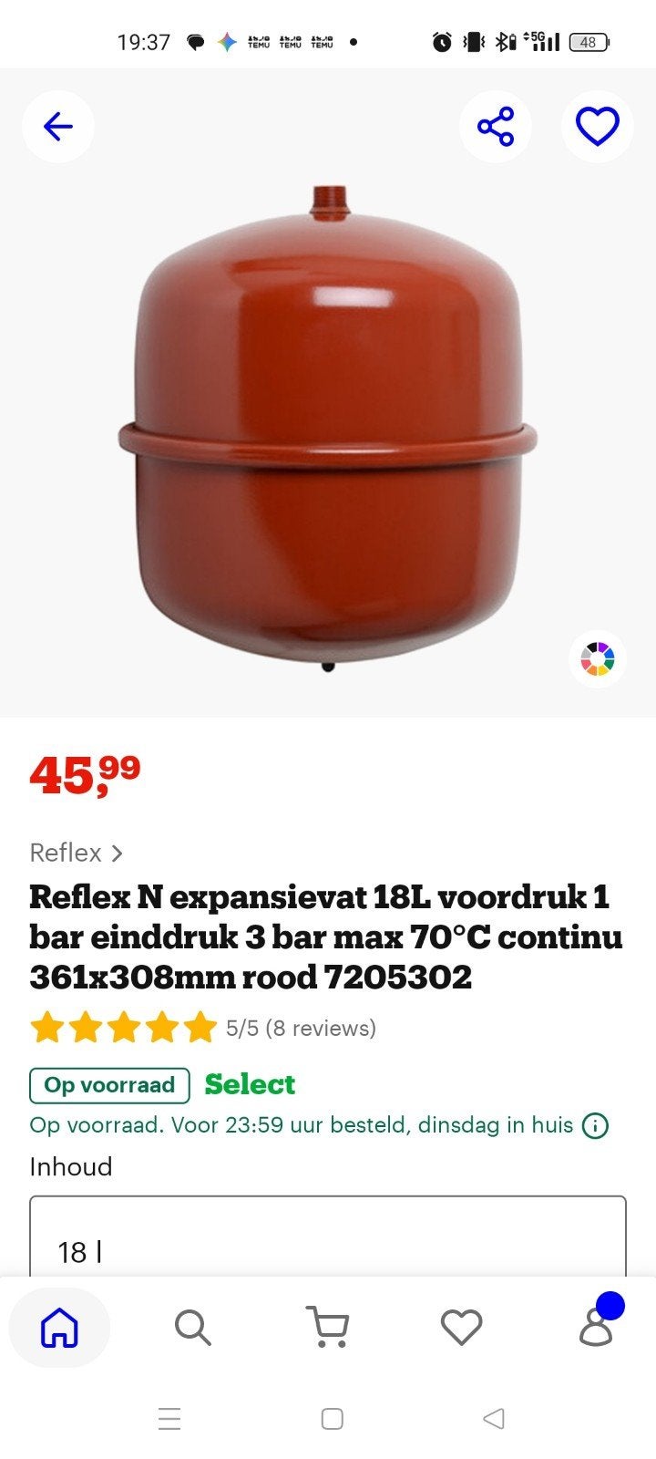 Reflex N Expansievat 18L - Nieuw in doos, Ophalen of Verzenden
