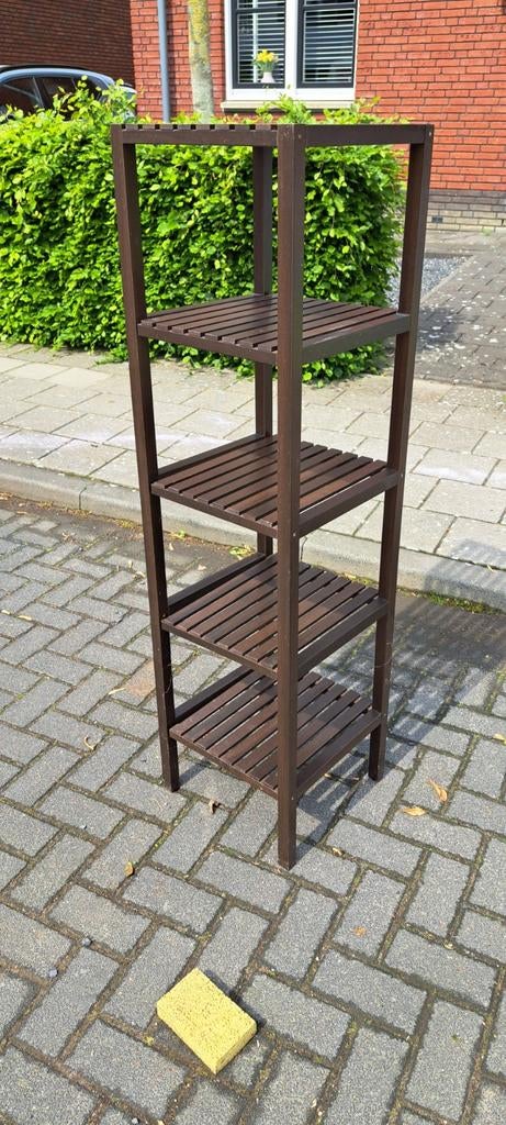 Houten badkamerrek / opbergrek met 4 planken, Ophalen, Zo goed als nieuw