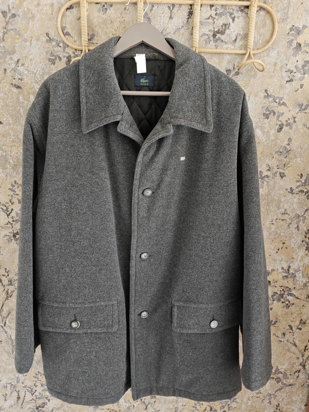 wollen Lacoste winterjas heren donkergrijs, Kleding | Heren, Lacoste, Maat 56/58 (XL), Ophalen of Verzenden, Zo goed als nieuw