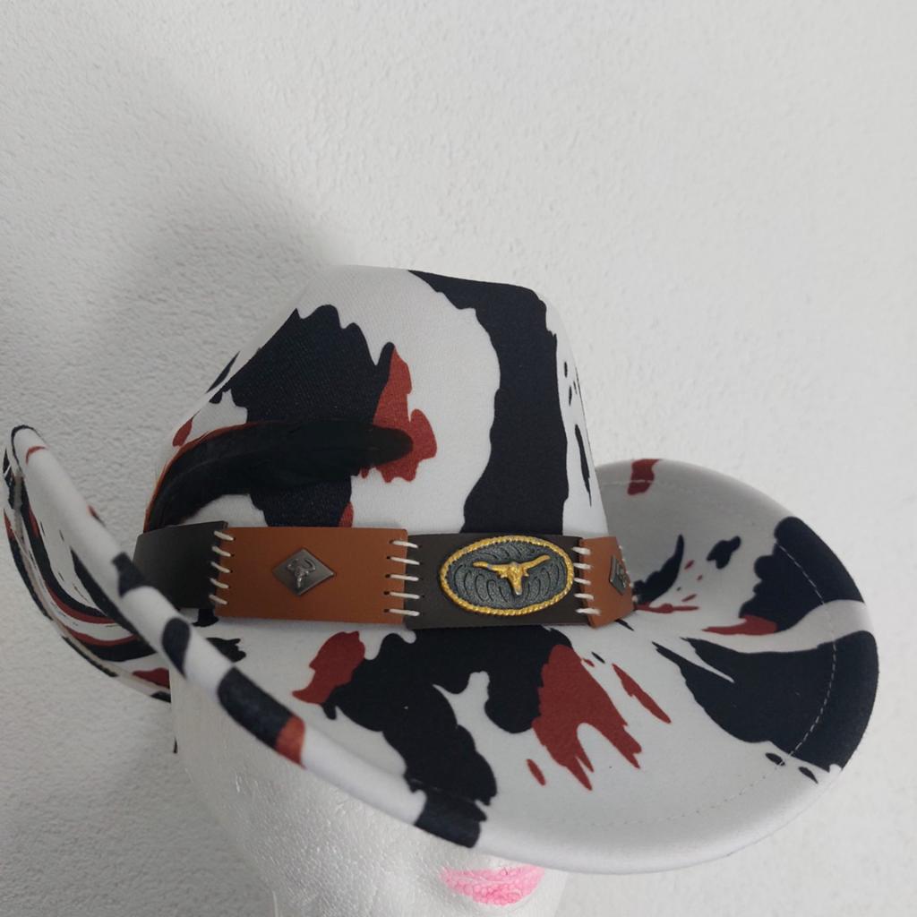 Cowboyhoed met uniek koeienprint design, Kleding | Dames, Hoed, One size fits all, Ophalen of Verzenden, Onbekend