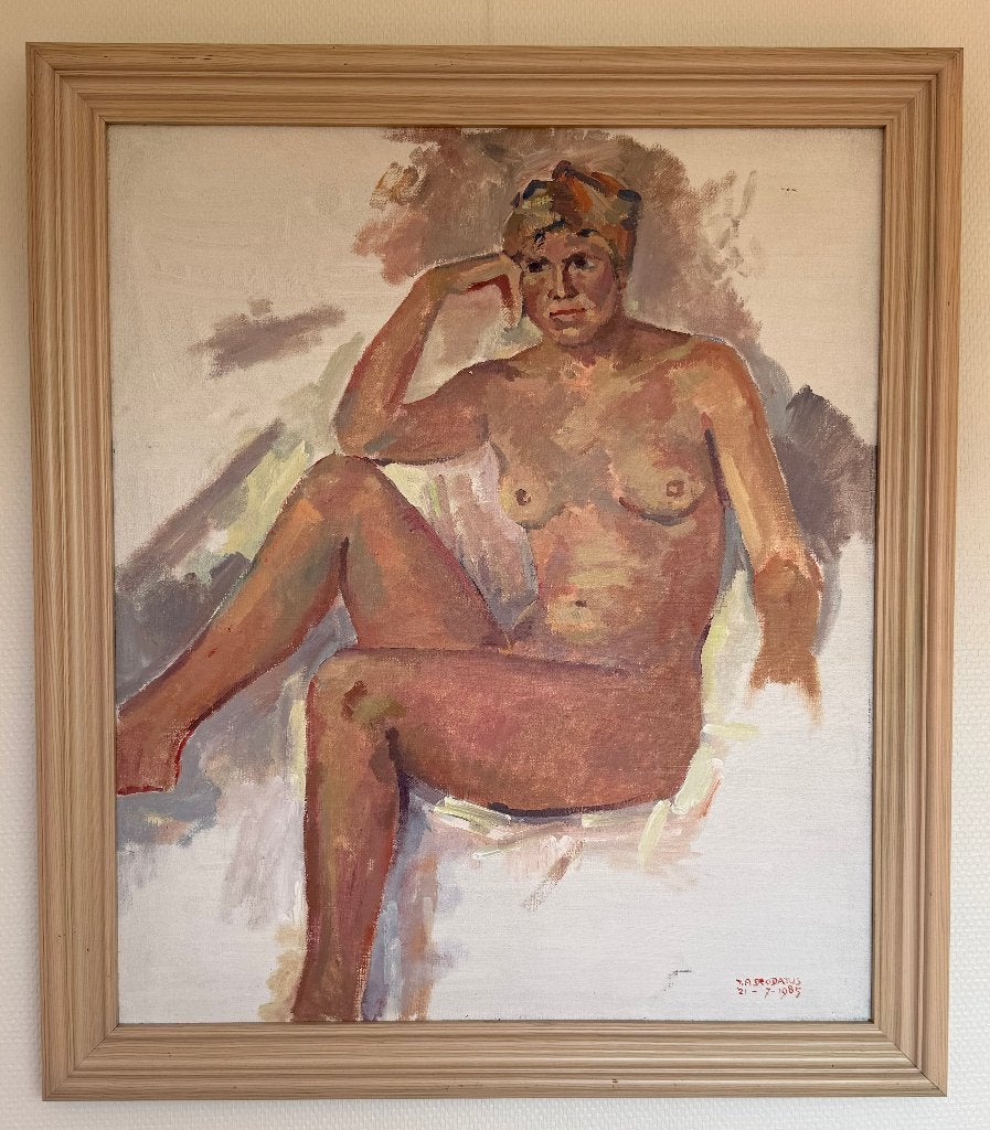 Prachtig schilderij naakte vrouw Jan Deodatus, Ophalen, Ophangklaar, Overige materialen, Figuren