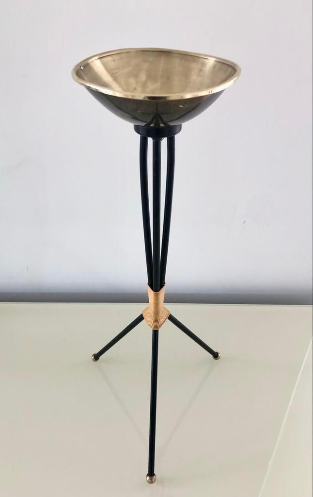 Vintage messing asbak op standaard, jaren '50/'60, Ophalen of Verzenden