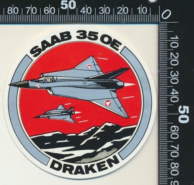 Sticker: Saab - 35 OE Draken, Ophalen of Verzenden, Zo goed als nieuw, Bedrijf of Vereniging