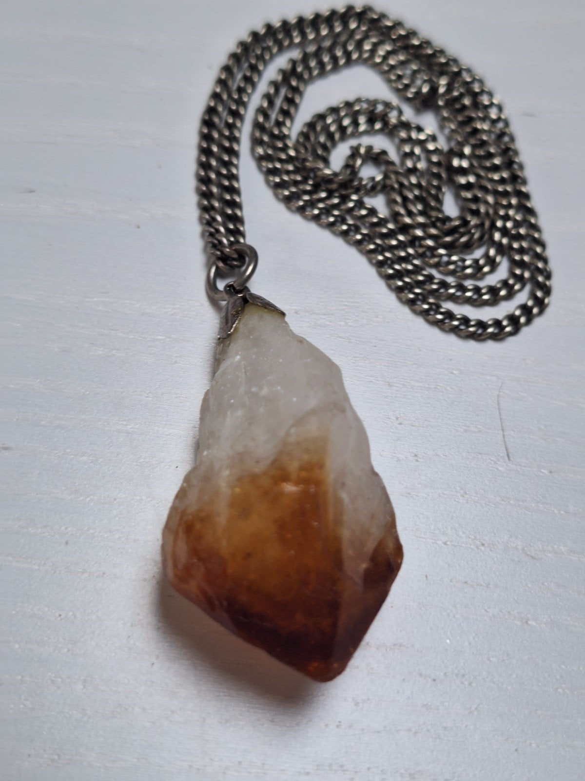 Ketting met ruwe citrien hanger, Ophalen, Steen of Mineraal