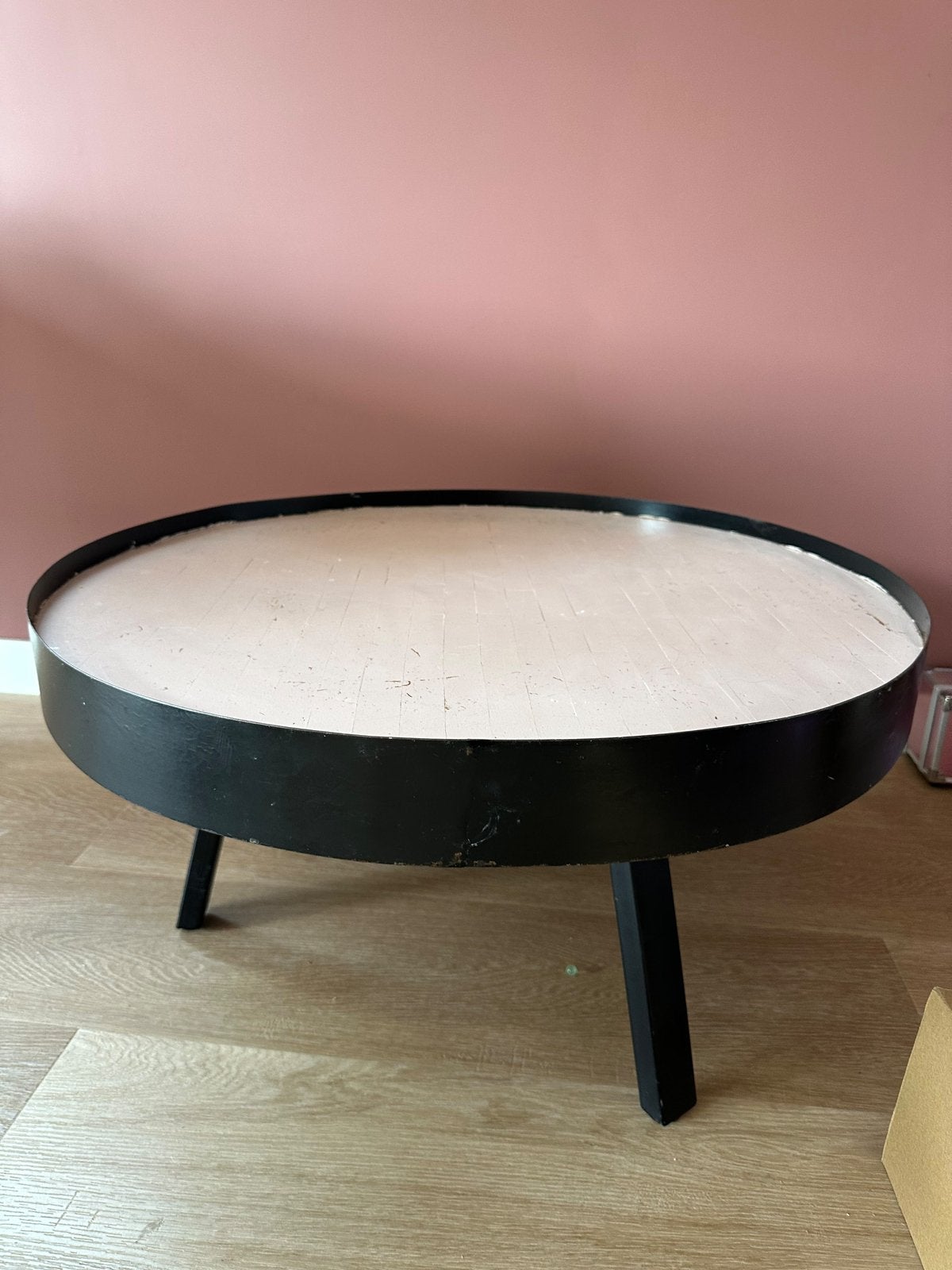 Salontafel rond met zwart staal, Ophalen, 50 tot 100 cm, Rond, 50 tot 100 cm