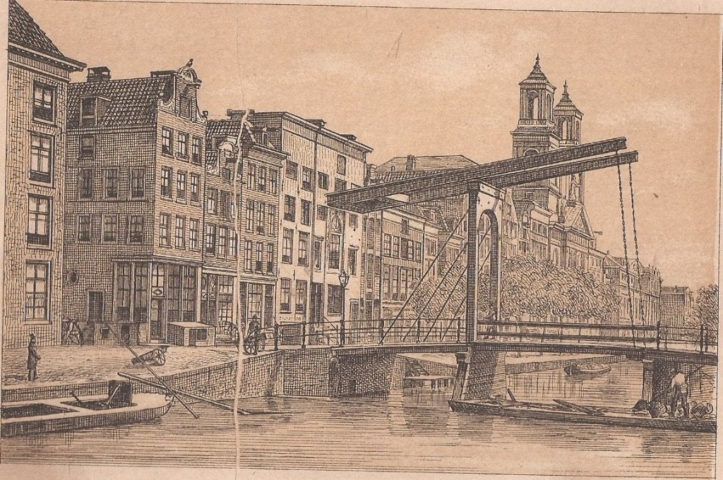 Amsterdam De Houtgracht Waterlooplein 1883 Uitg J.F. Haeseke, Antiek en Kunst, 1800 - 1899, Stadsgezicht, Ophalen of Verzenden