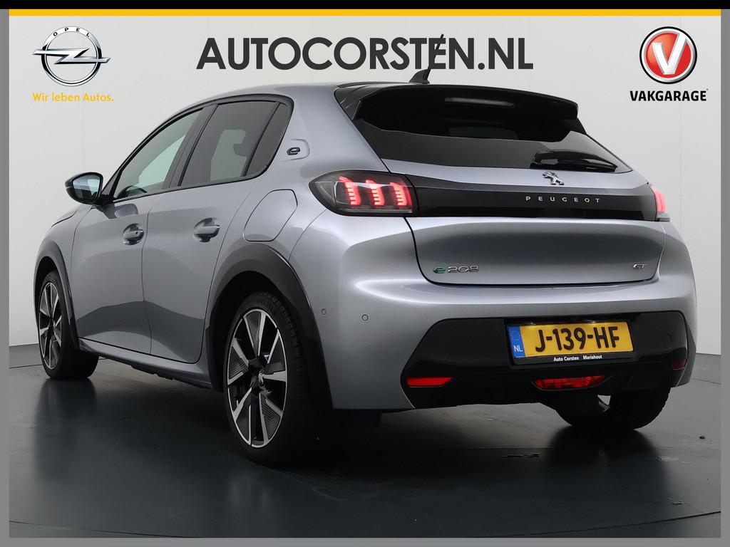 Peugeot e-208 EV GT 350 50 kWh SOH 89% Adap.Cruise 3D-Navi S, 136 pk, Gebruikt, Zwart, 24 min