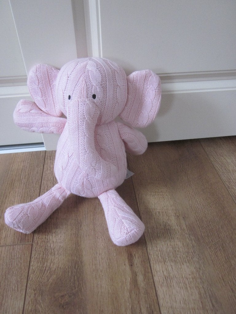 Jollein roze in kabelsteek gebreide zachte olifant knuffel, Overige merken, Overige karakters, Ophalen of Verzenden, Zo goed als nieuw