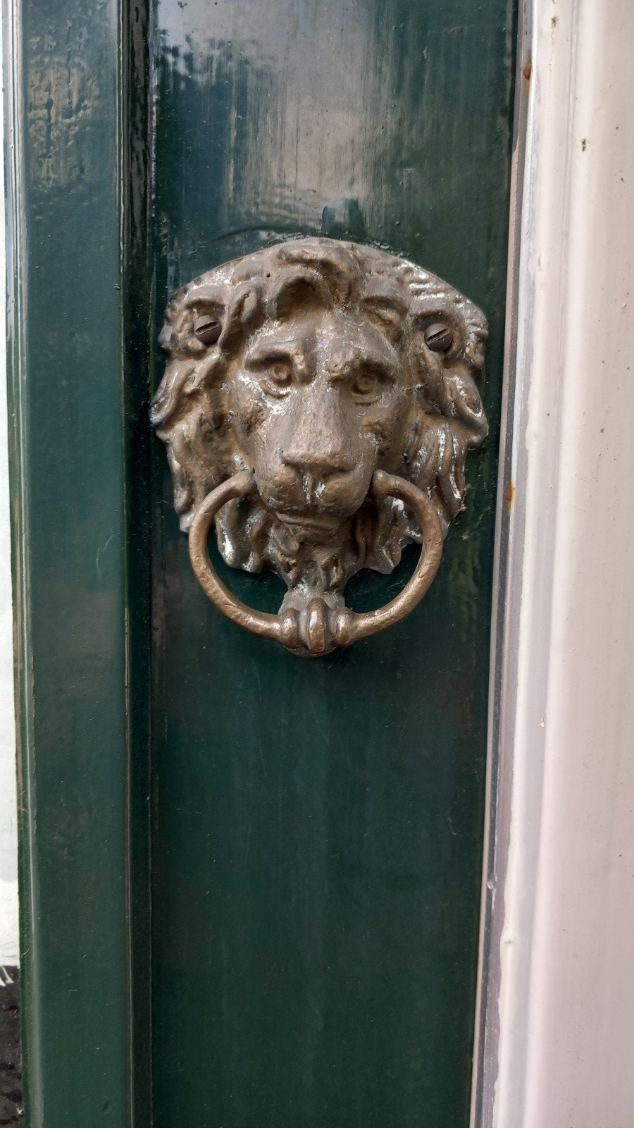 Antieke Koperen Deurklopper Leeuwenkop, Antiek en Kunst, Ophalen of Verzenden, Koper