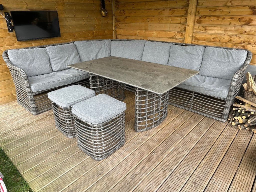Grote 8-persoons hoek dining loungeset incl. tafel, Ophalen, Gebruikt, Bank, 8 zitplaatsen