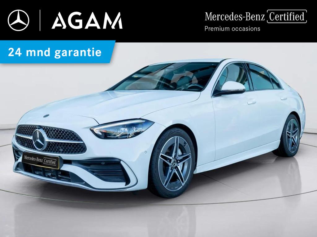 Mercedes-Benz C-Klasse Limousine 180 AMG Line, Auto's, Mercedes-Benz, Automaat, 4 cilinders, Leder en Stof, Wit