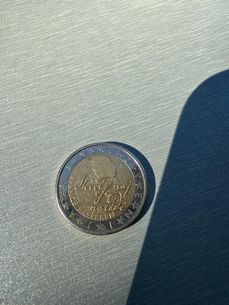 Sloveense 2 euro munt - France Prešeren dichter, Ophalen of Verzenden, Slovenië, 2 euro, Losse munt