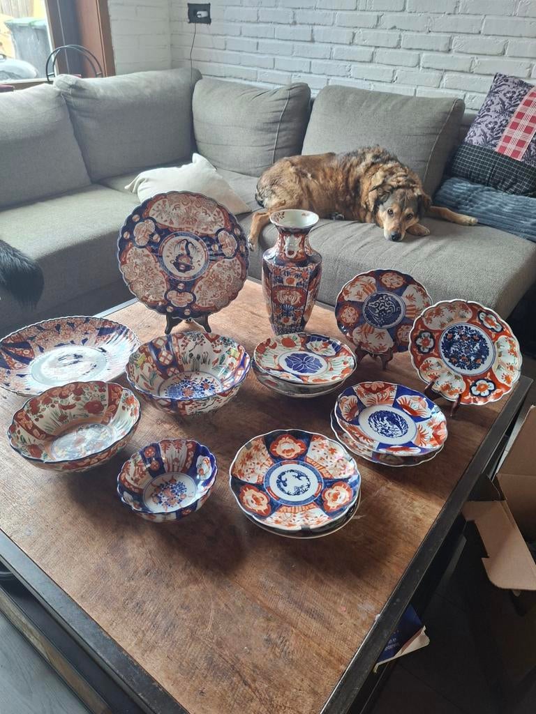Prachtig Japans Imari porseleinen servies en vaas, Ophalen of Verzenden