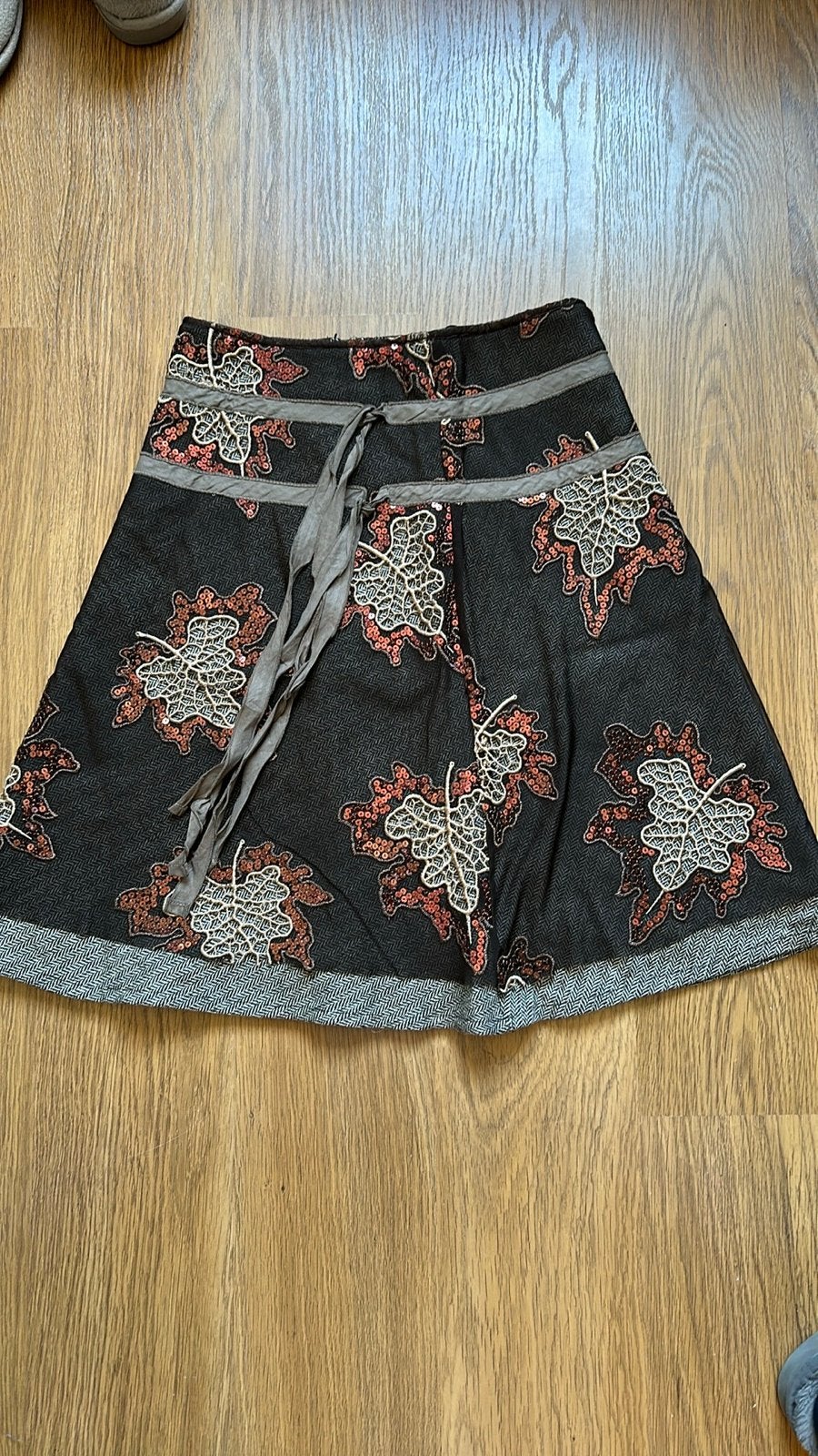 Geisha rok met bladprint en pailletten - Maat XS, Kleding | Dames, Meerkleurig, Ophalen of Verzenden, Maat 34 (XS) of kleiner