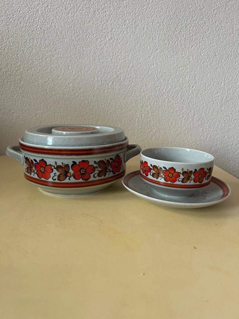 Vintage Winterling dekschaal en soepkom - jaren 70, Overige merken, Vintage, Ophalen of Verzenden, Zo goed als nieuw