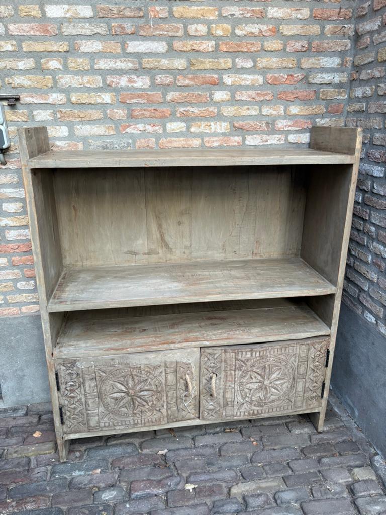 Taupe kast uit India - OPRUIMING € 75!, Ophalen, Met deur(en), 100 tot 150 cm, Teakhout