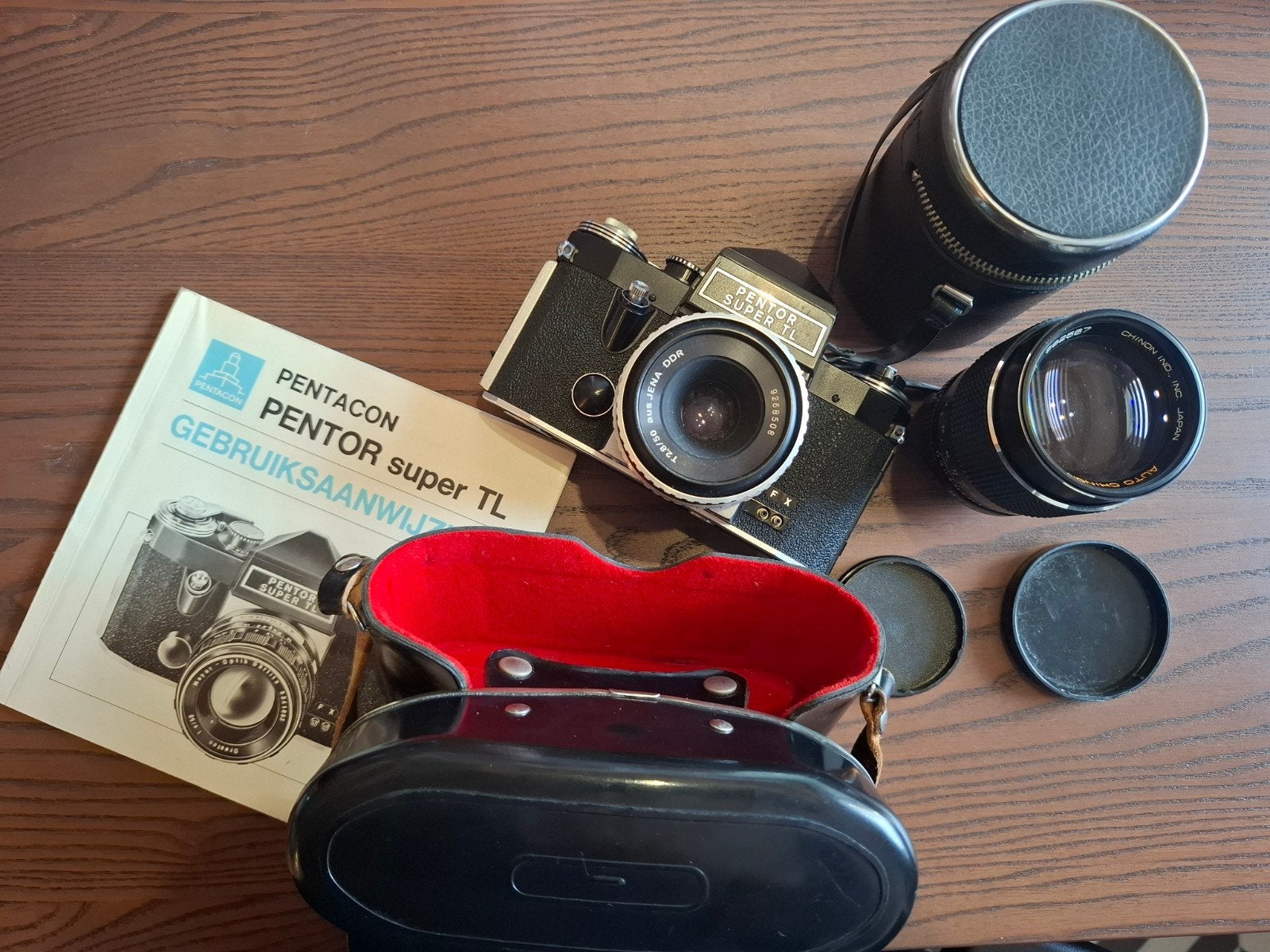 Vintage Pentacon Pentor Super TL + Aus Jena 50mm + Chinon 13, Ophalen, Gebruikt