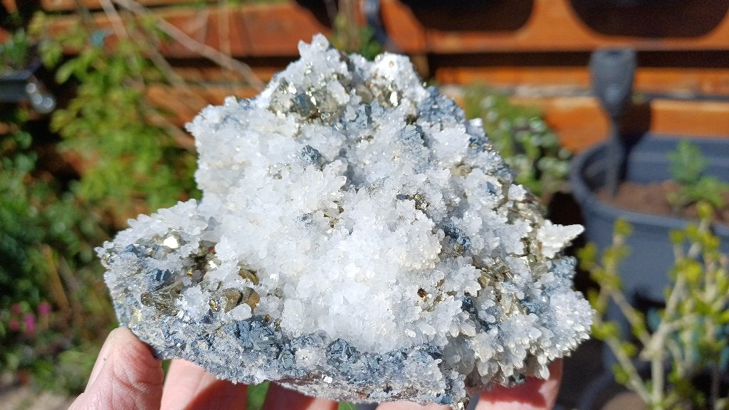 2.3 Kwartspunten Chalcopyriet Sfaleriet Madan Bulgarije, Ophalen of Verzenden, Mineraal