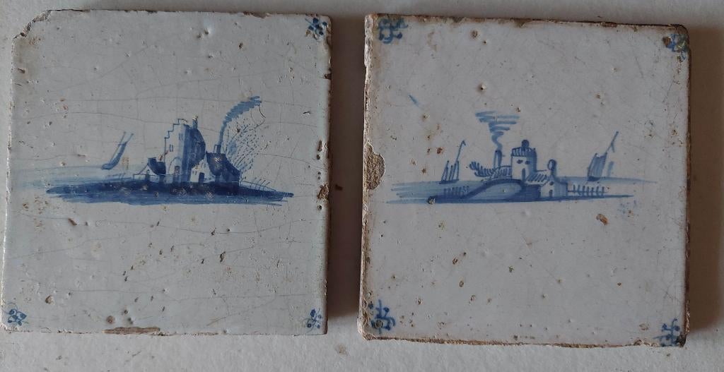 2 oude Delfts Blauw tegeltjes, Ophalen