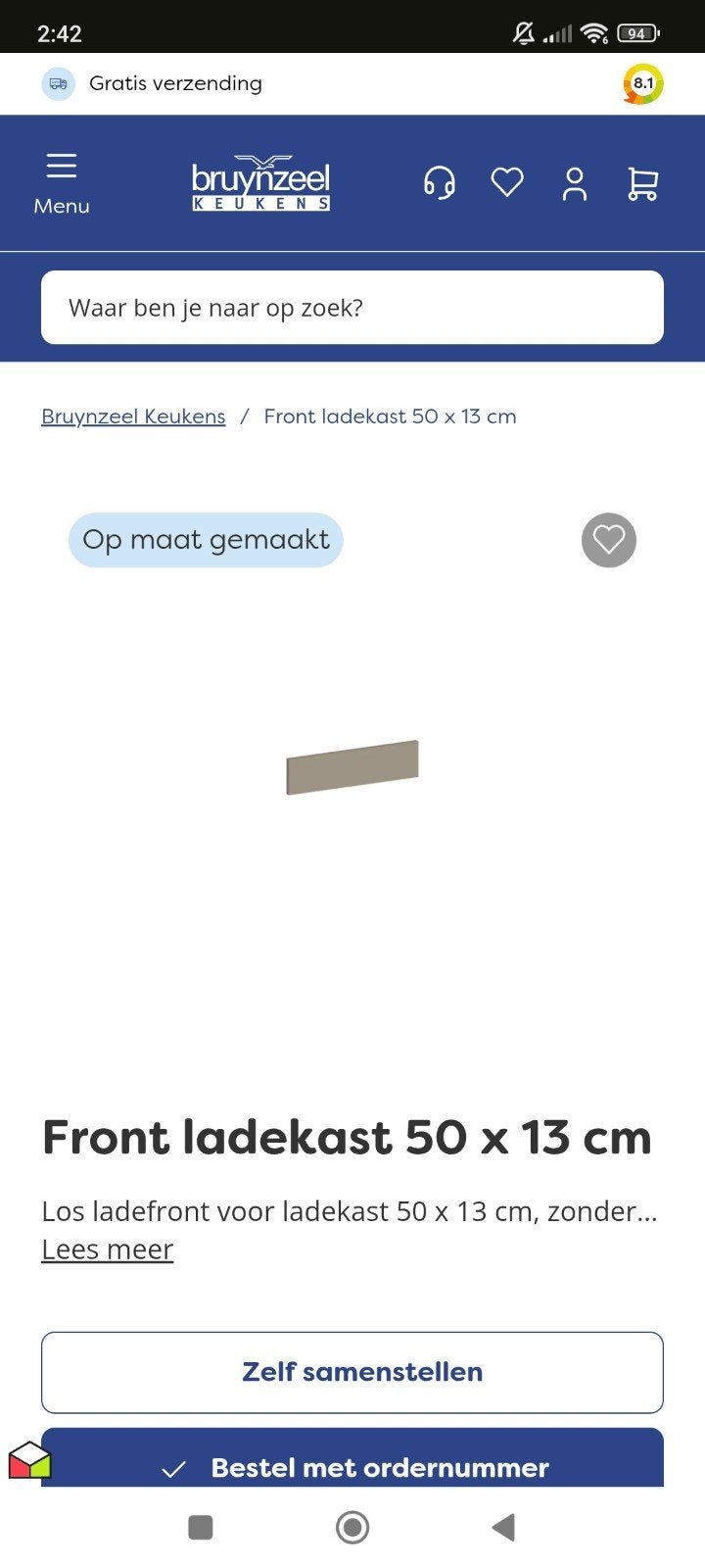 gezocht Bruynzeel ladefront en front onderkast 50 cm wit, Ophalen of Verzenden