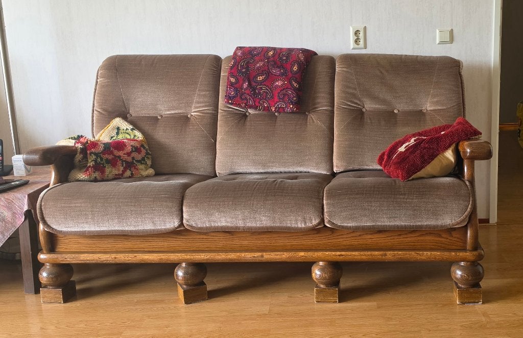 Eiken bank en 2 stoelen, Huis en Inrichting, Ophalen, Hout, Twee, Bruin