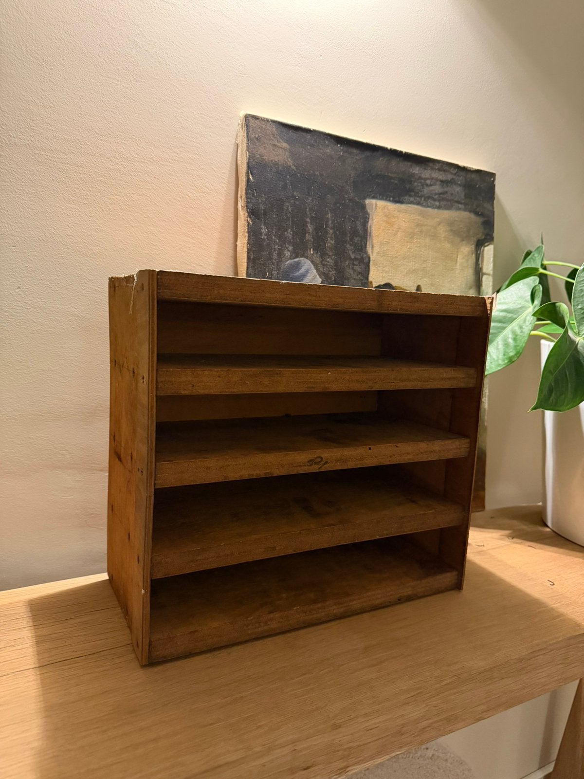 Vintage houten organiser vakkenkast documentenrek, Ophalen of Verzenden