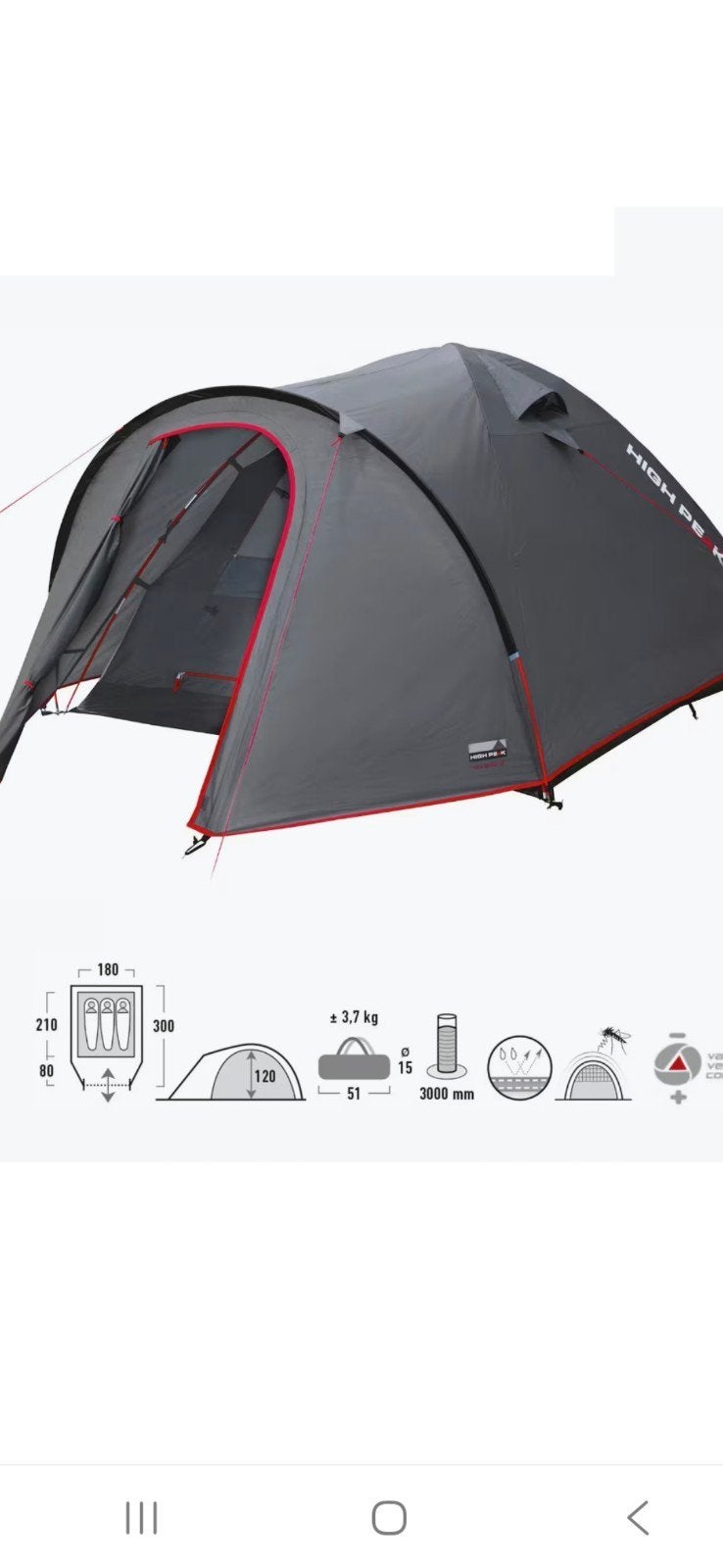 High Peak Minilite 3 Tent - Compacte 3-persoons tent, Ophalen of Verzenden, Tot en met 2