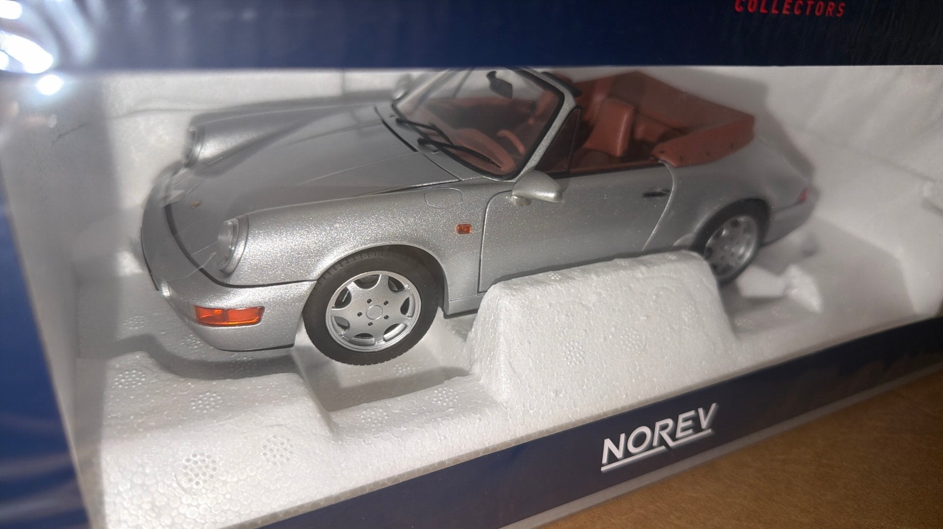Norev Porsche 911 (964) Carrera 2 Cabriolet 1990 Zilver, Norev, Ophalen of Verzenden, Zo goed als nieuw, E