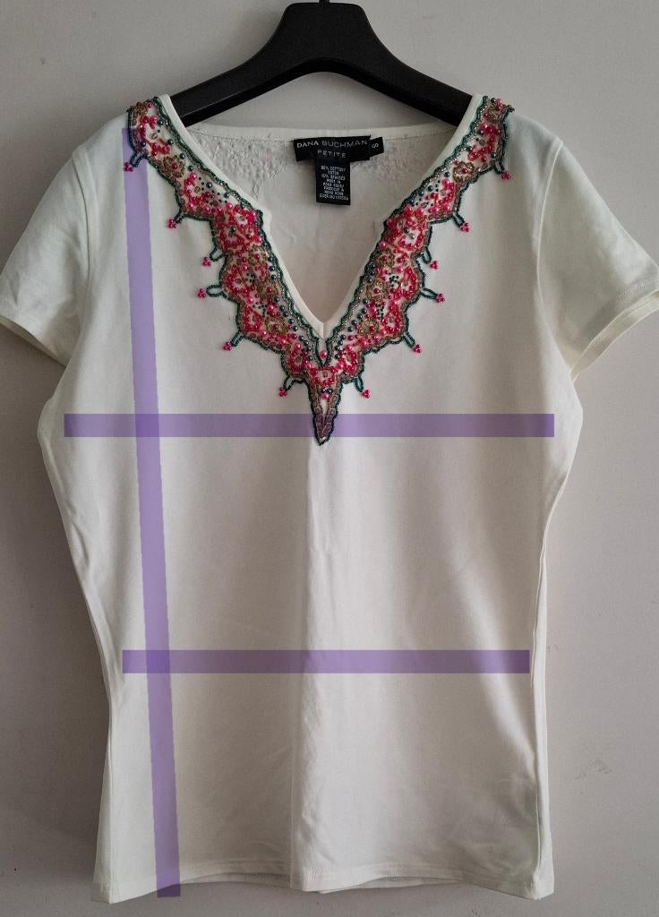 Dames nieuwe zomer witte top met chic gralen S maat 36, Ophalen, Wit, Nieuw, DANA BUCHMAN