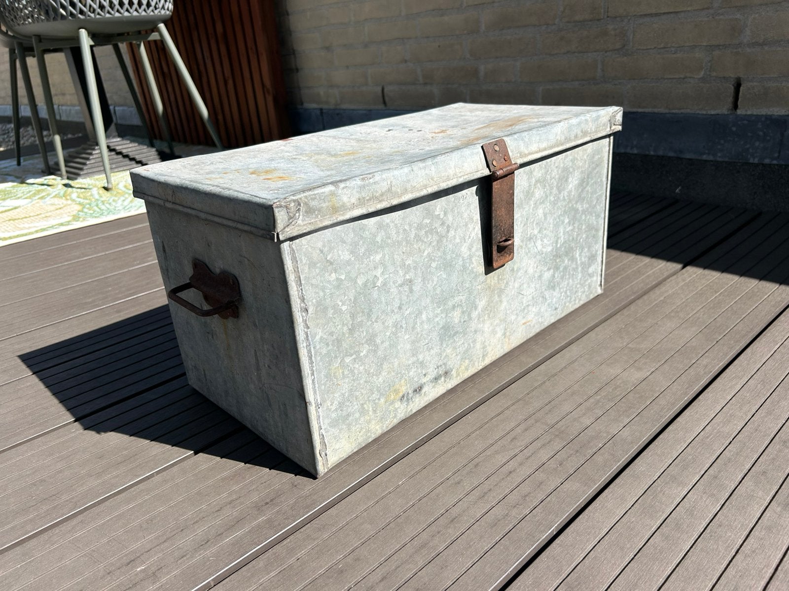 Zinken kist met deksel 52x26x25 cm, Tuin en Terras, Ophalen, Gebruikt