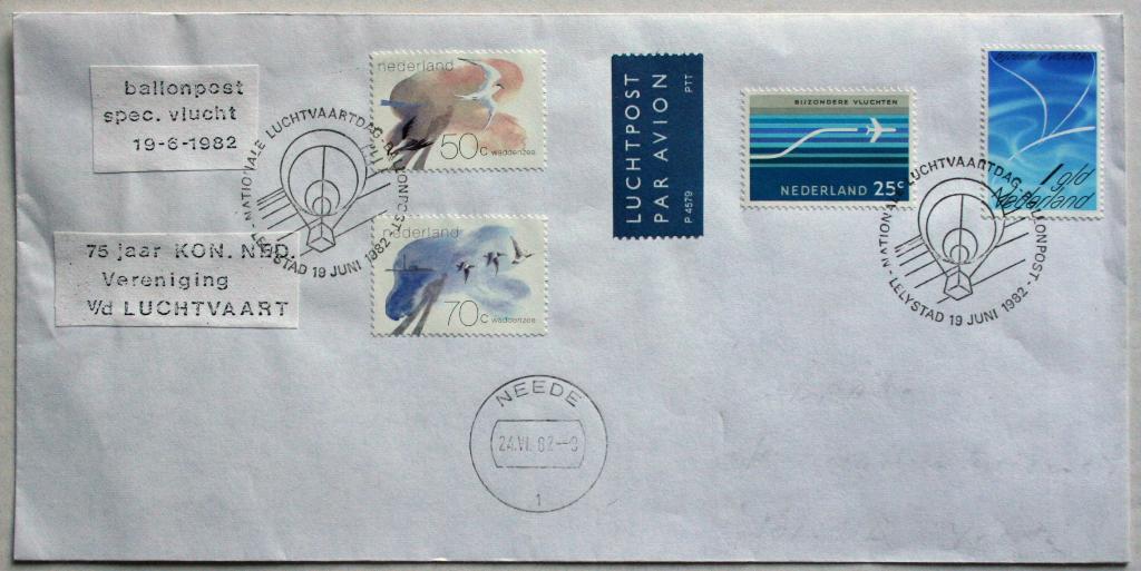 75 jaar Ned. Vereniging v/d Luchtvaart (Ballonpost), Ophalen of Verzenden, Envelop
