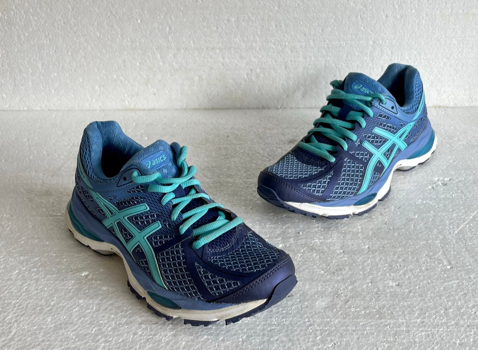 Asics Gel hardloop schoenen running shoes blauw 39,5 / US 8, Ophalen of Verzenden, Blauw, Sportschoenen