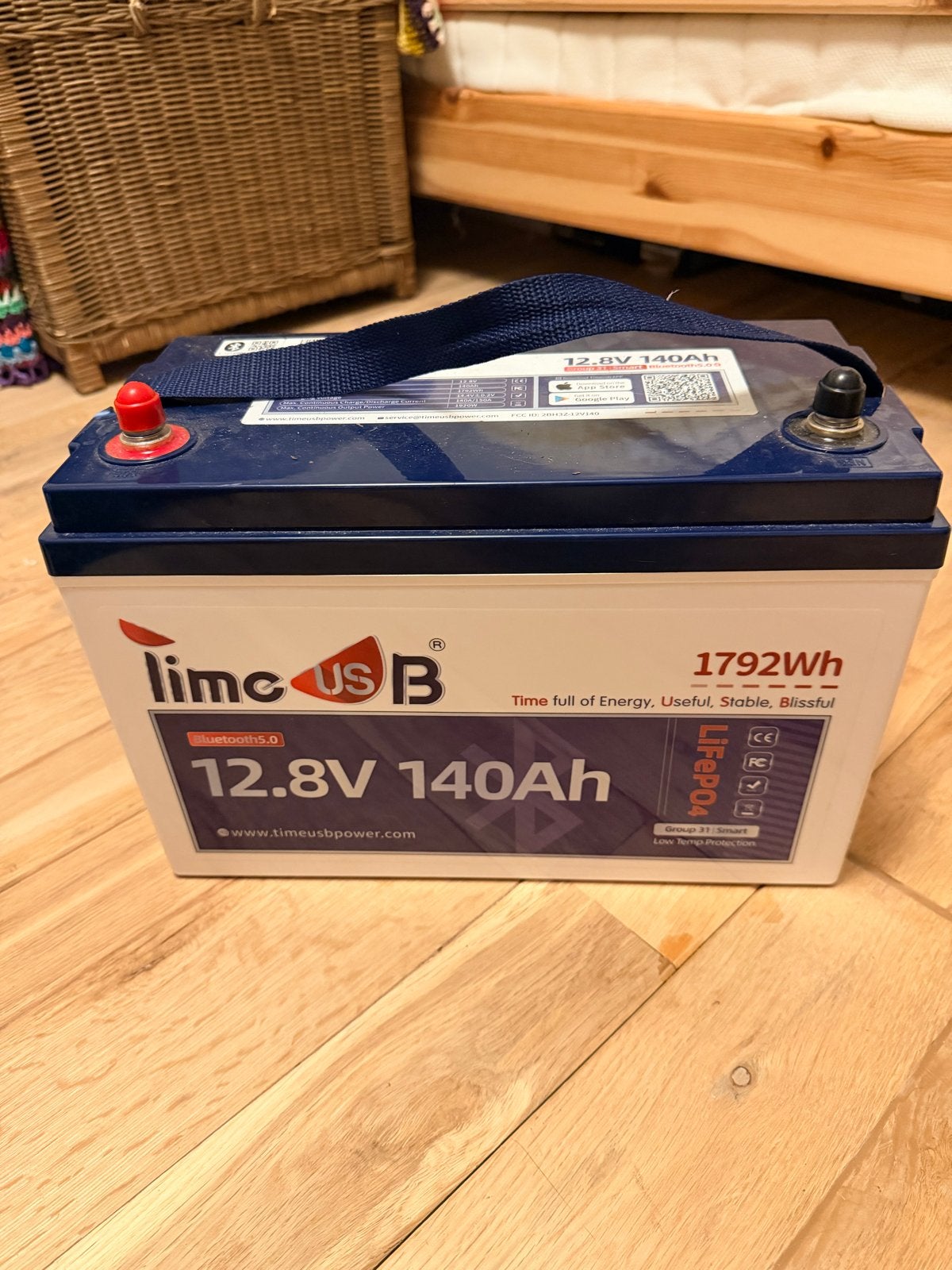 TIMEUSB 12.8V 140Ah LiFePO4 Accu met Bluetooth, Caravans en Kamperen, Ophalen of Verzenden, Zo goed als nieuw