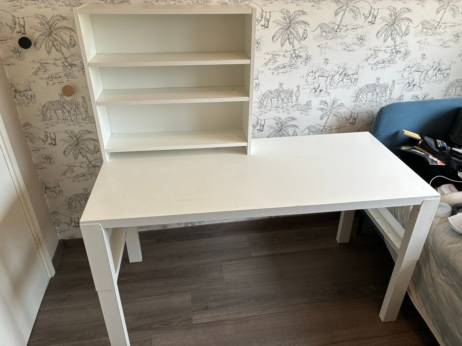 IKEA Pahl bureau met opzetstuk - wit, Huis en Inrichting, Ophalen, Opbergruimte, Gebruikt, IKEA
