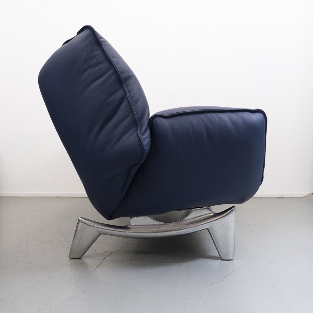 1x Leolux Tango 2-zits/192cm Bank Kobaltblauw Leer - Metaal, Niet ingevuld, Overige maten, 150 tot 200 cm, Niet ingevuld