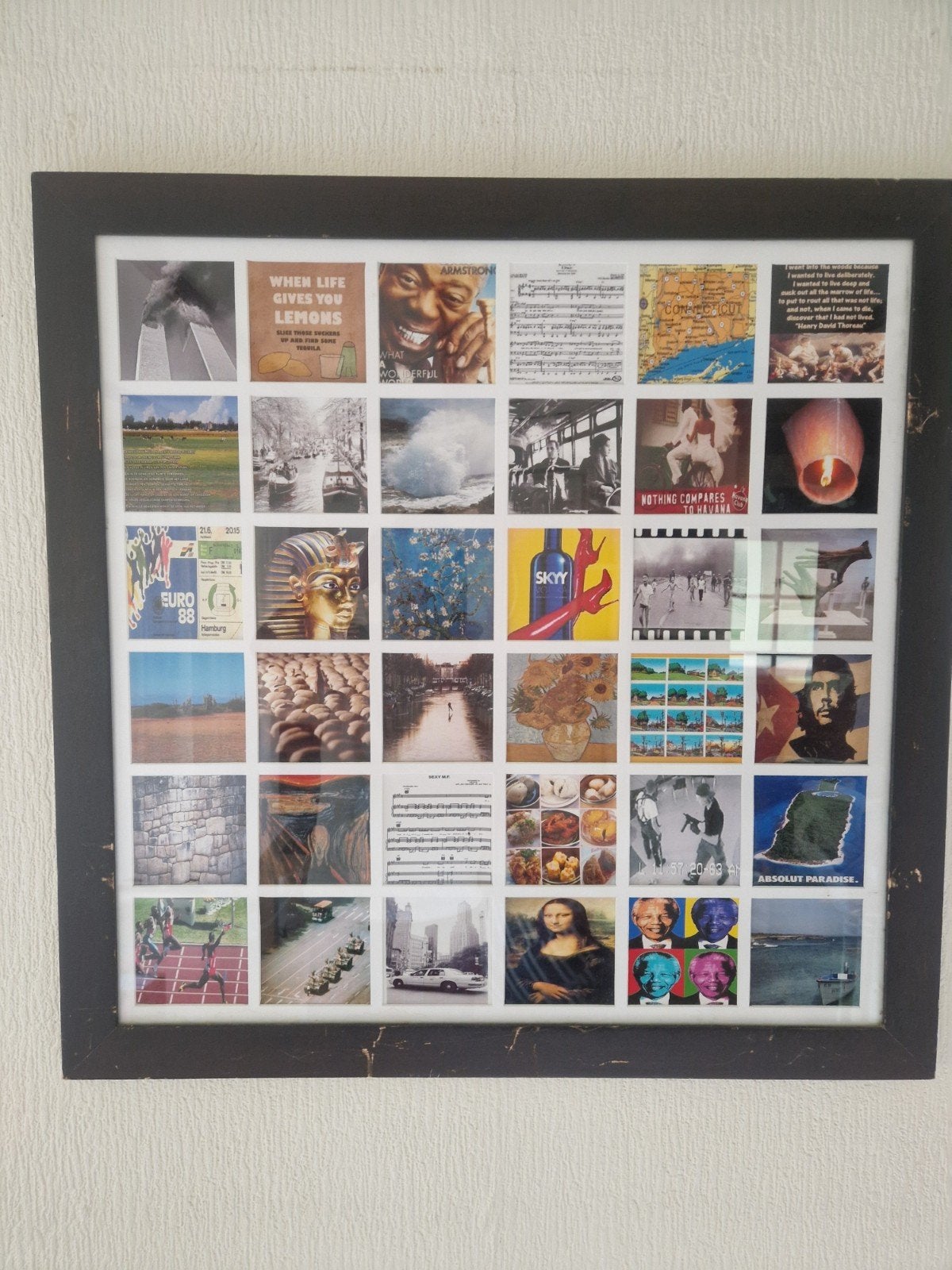 mooi lijst met diverse gebeurtenissen door de jaren heen, Ophalen, Bruin, Gebruikt, Met glas