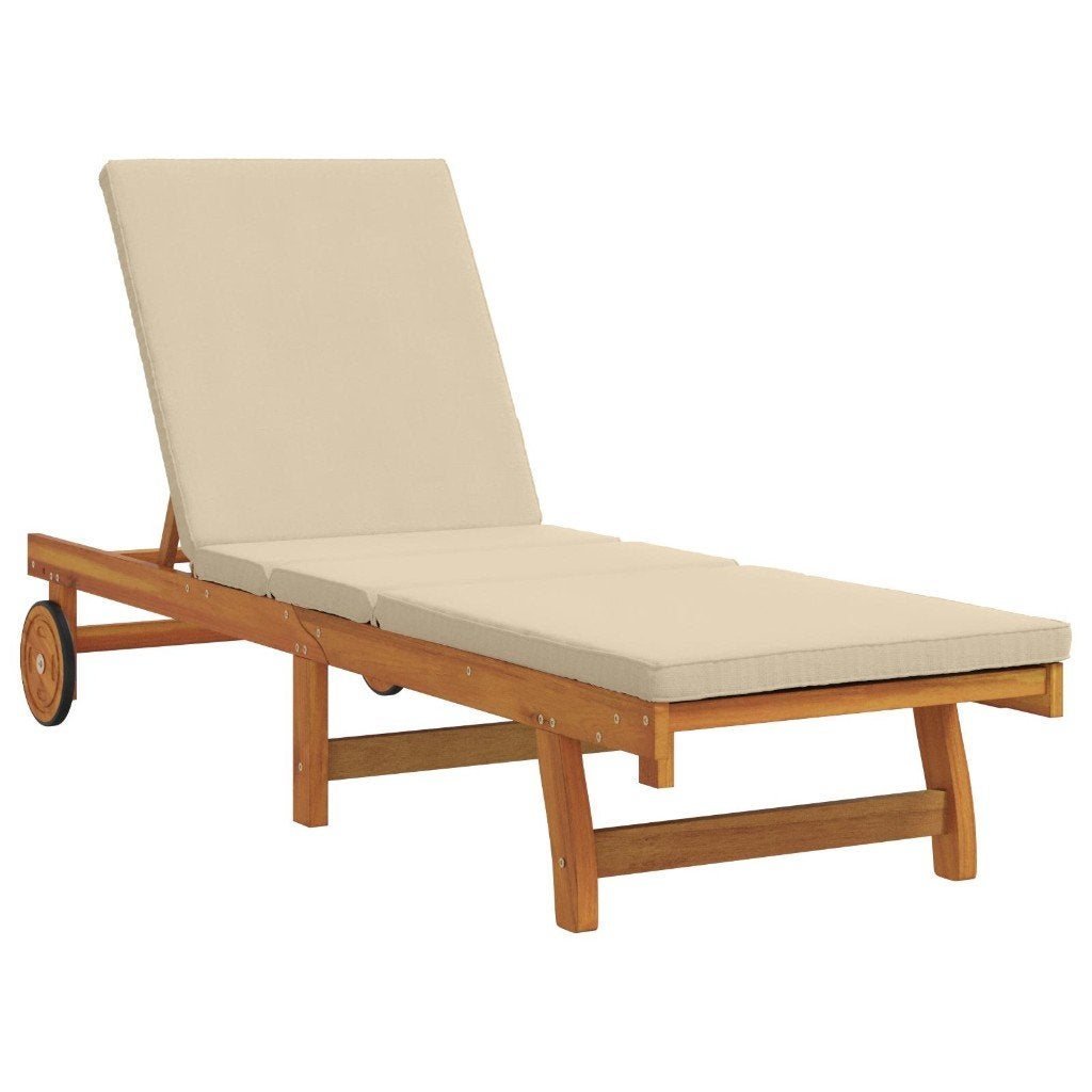 Ligbed met kussen massief acaciahout NIEUW IN DOOS !!, Tuin en Terras, Ophalen, Inklapbaar, ., Nieuw