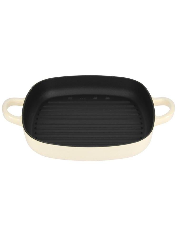 Smeg Gietijzeren Grillpan Crème - 26x26 cm Inductie, Ophalen of Verzenden, Nieuw