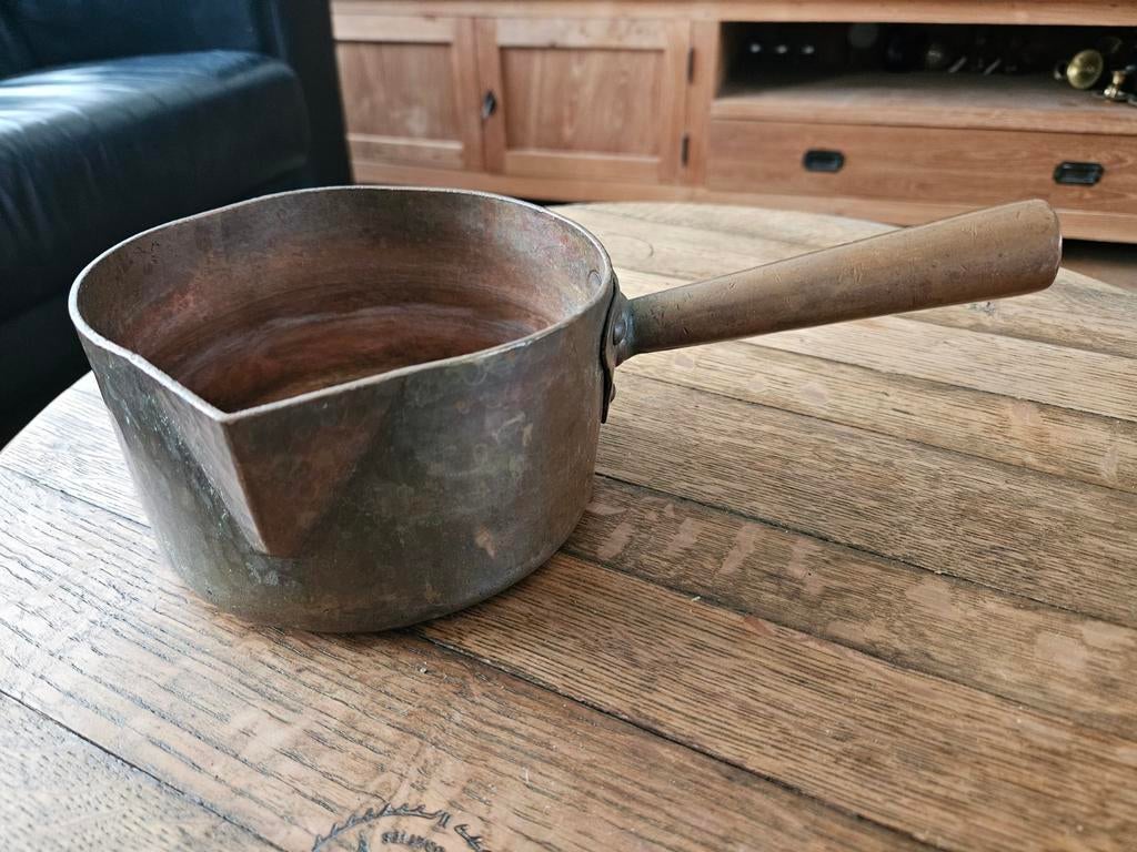 Antieke Franse Koperen Suikerpan Matfer (Mauviel), Ophalen of Verzenden
