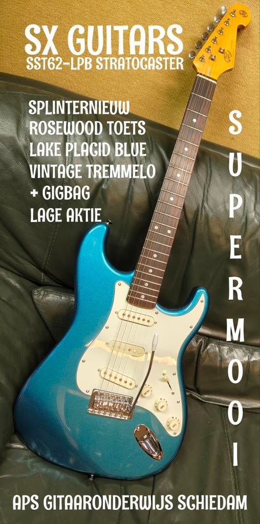 NIEUWE SX GUITARS SST62-LPB STRATOCASTER LAKE PLACID BLUE, Muziek en Instrumenten, Snaarinstrumenten | Gitaren | Elektrisch, Ophalen of Verzenden